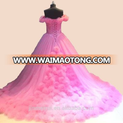 Real Photos High quality Pink Color Big Ball Gown Wedding Dress 2017 Custom Made Vestidos De Novia Waimaotong China Wholesaler