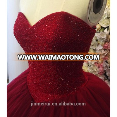 Real Photos High quality Burgundy Big Ball Gown Wedding Dress 2017 Vestidos De Novia Waimaotong China Dark Wine Wedding Gowns